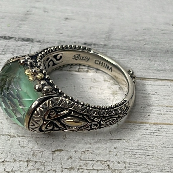 Beautiful Barbara Bixby Sterling Silver 18K Chrysoprase Doublet Ring. - Picture 7 of 9